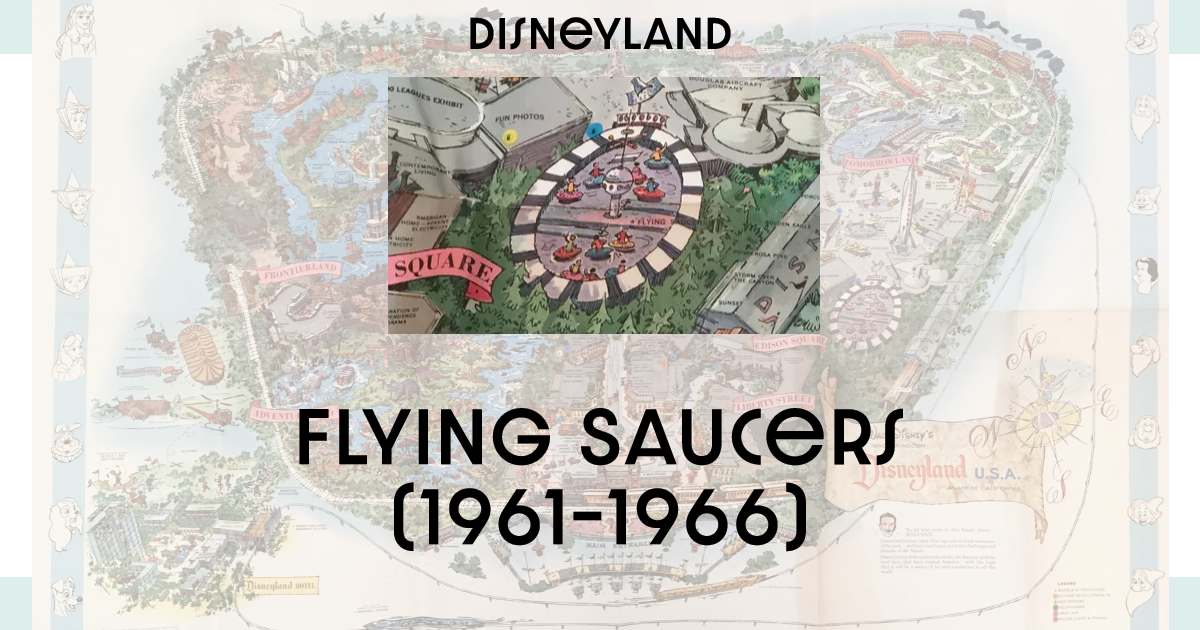 Vintage Disneyland map for the Flying Saucers ride in Tomorrowland.