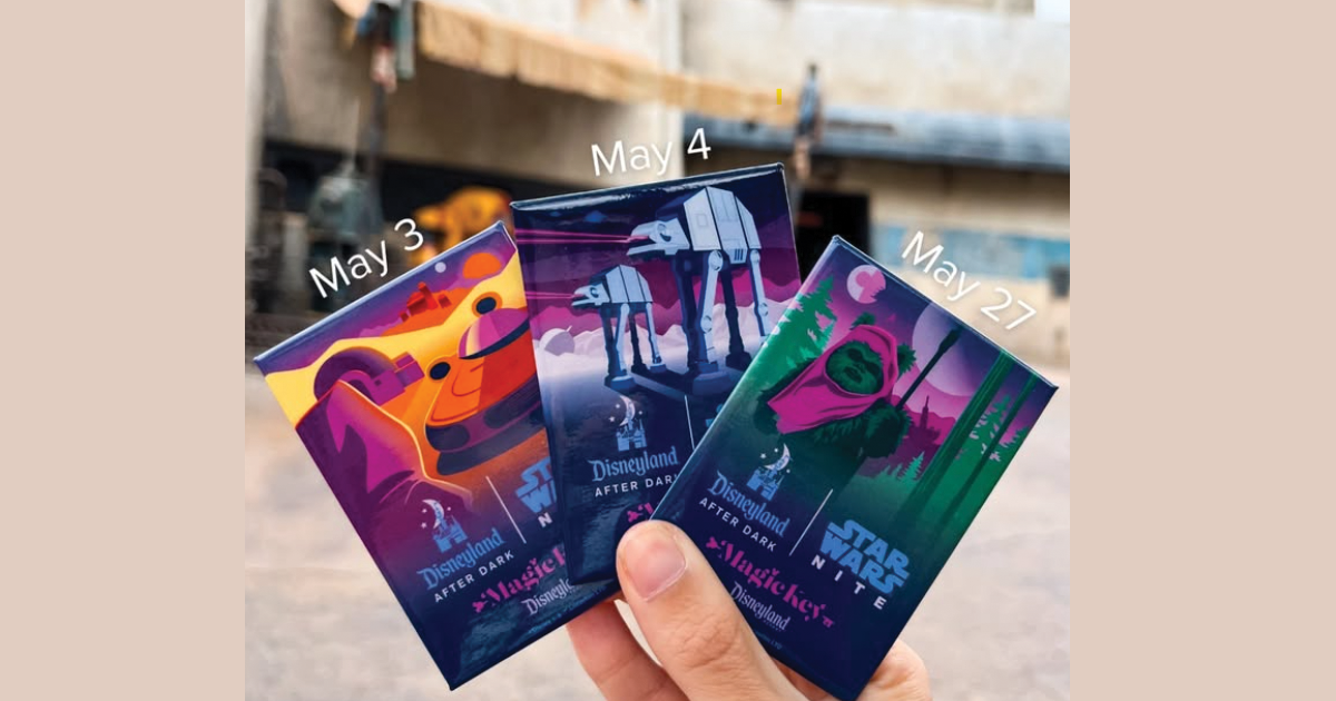 Disneyland After Dark Star Wars Nite giveaway buttons for Magic Key holders.
